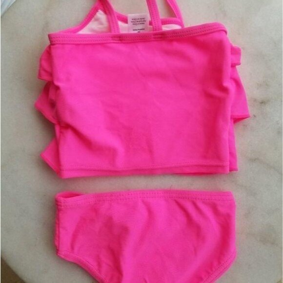 Carters Baby Girl Ruffle Tankini Swimsuit 3M hot Pink summer vacation beach - Picture 3 of 3